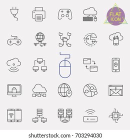 technology line icon set