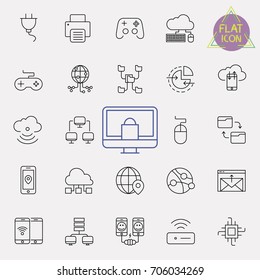 technology line icon set