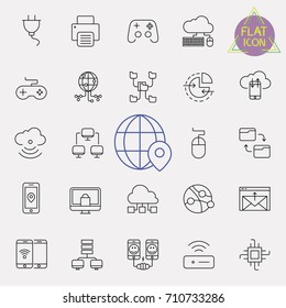 technology line icon set