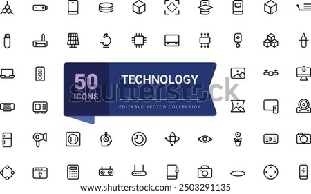 Technology line icon set. Virtual and augmented reality outlines icon. Pixel perfect, minimalistic web and UI icon. Outline icon collections.