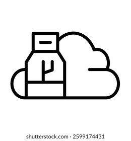 technology line icon, usb cloud icon vector