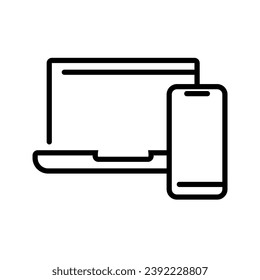 Technology line icon. Vector illustrations including laptop and phone icons