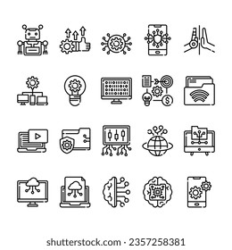 Technology line icon vector set