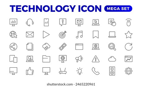 Technology line icons. Technological and device in various industries. Icons for websites, applications and creative outline icon. vector illustration.