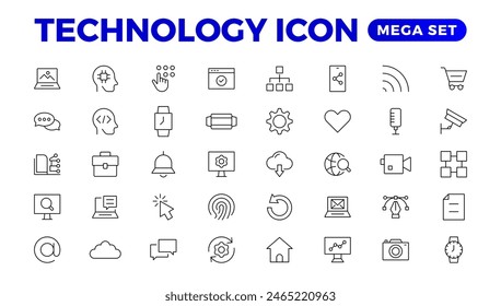 Technology line icons. Technological and device in various industries. Icons for websites, applications and creative outline icon. vector illustration.