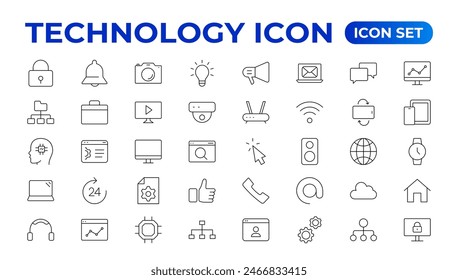 Technology line icons. Technological and device in various industries. Icons for websites, applications and creative outline icon. vector illustration.
