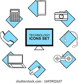 Iconos de línea de tecnología iconos web conjunto diseño