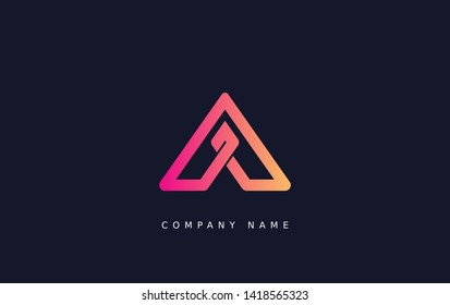 Technology  line letter symbol. Alphabet A logo design. Gradient color style. Vector illustration.