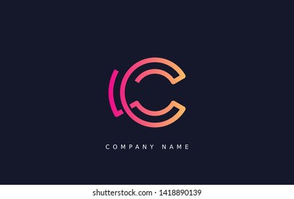 Technology  line letter symbol. Alphabet C logo design. Gradient color style. Vector illustration.