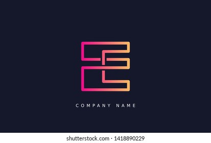 Technology  line letter symbol. Alphabet E logo design. Gradient color style. Vector illustration.