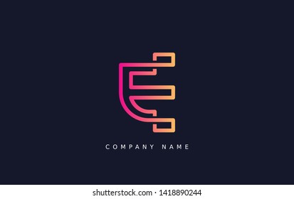 Technology  line letter symbol. Alphabet E logo design. Gradient color style. Vector illustration.