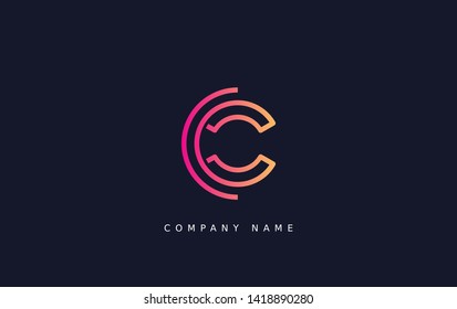 Technology  line letter symbol. Alphabet C logo design. Gradient color style. Vector illustration.