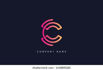 Technology  line letter symbol. Alphabet C logo design. Gradient color style. Vector illustration.