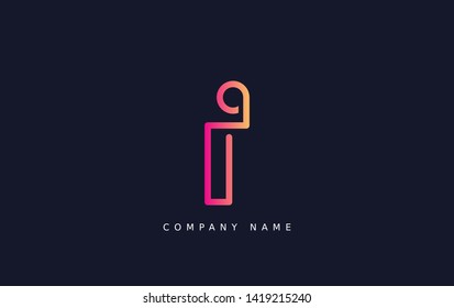 Technology  line letter symbol. Alphabet I logo design. Gradient color style. Vector illustration.