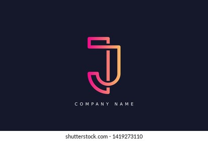 Technology  line letter symbol. Alphabet J logo design. Gradient color style. Vector illustration.