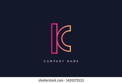 Technology  line letter symbol. Alphabet k logo design. Gradient color style. Vector illustration.