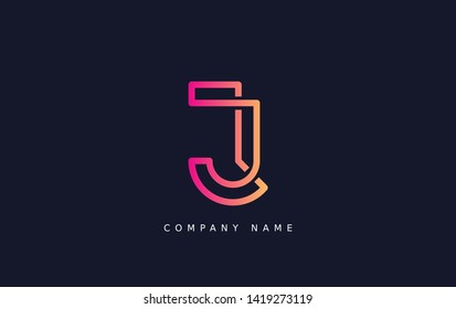 Technology  line letter symbol. Alphabet J logo design. Gradient color style. Vector illustration.