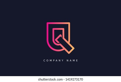 Technology  line letter symbol. Alphabet Q logo design. Gradient color style. Vector illustration.
