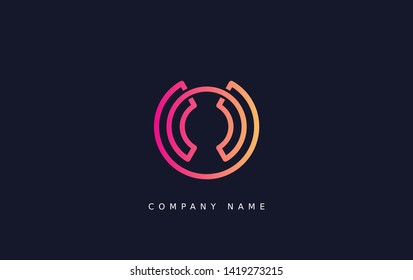 Technology  line letter symbol. Alphabet O logo design. Gradient color style. Vector illustration.