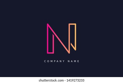 Technology  line letter symbol. Alphabet N logo design. Gradient color style. Vector illustration.