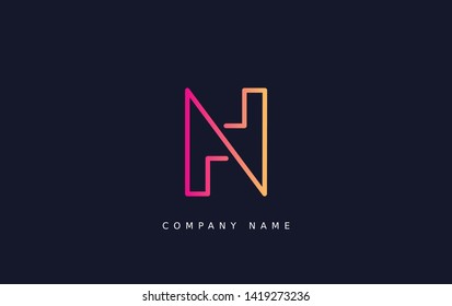 Technology  line letter symbol. Alphabet N logo design. Gradient color style. Vector illustration.
