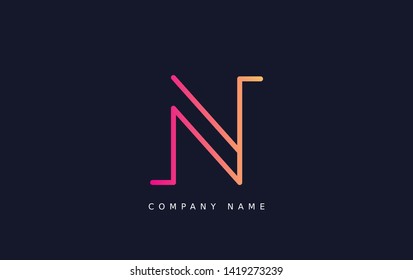 Technology  line letter symbol. Alphabet N logo design. Gradient color style. Vector illustration.