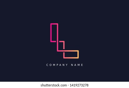 Technology  line letter symbol. Alphabet L logo design. Gradient color style. Vector illustration.