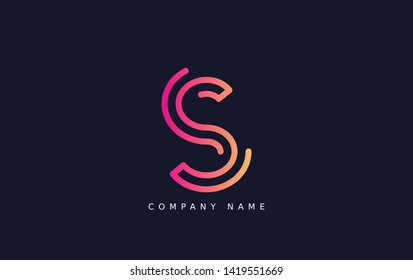 Technology  line letter symbol. Alphabet S logo design. Gradient color style. Vector illustration.