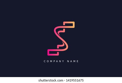 Technology  line letter symbol. Alphabet S logo design. Gradient color style. Vector illustration.