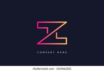 Technology  line letter symbol. Alphabet Z logo design. Gradient color style. Vector illustration.