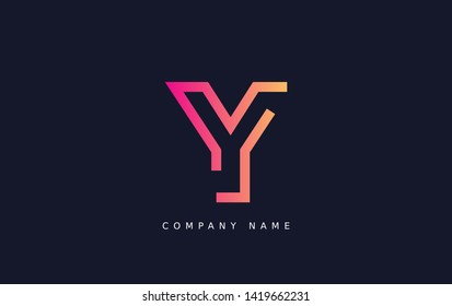 Technology  line letter symbol. Alphabet Y logo design. Gradient color style. Vector illustration.