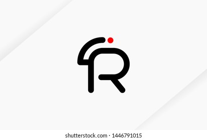 Technology line letter symbol. Alphabet R , RI , IR  logo design. Black, white and red color style. Vector illustration.