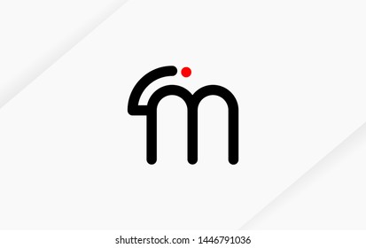 Technology line letter symbol. Alphabet  M, IM , MI  logo design. Black, white and red color style. Vector illustration.