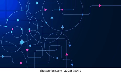 Technology lines and dots connection with triangle. Big data visualization, global networking and communication technology concept background. Vector illustration.