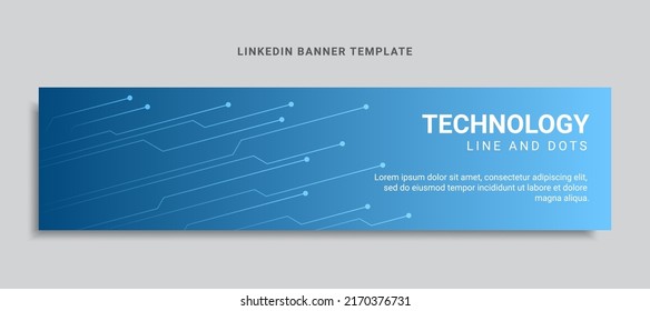 technology linkedin banner design with blue lines and dots