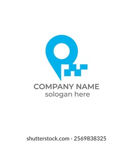 Technology location icon logo design vector illustration