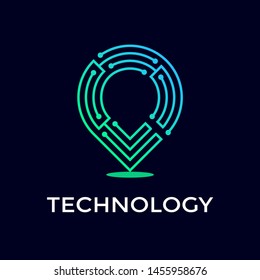 Technology location vector logo template. This symbol is suitable for mark of destination.