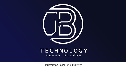 Technology logo with B letter in creative design premium vector