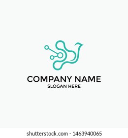 technology logo with birds as icons