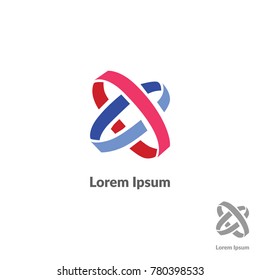 technology logo.  blue. orange. red.