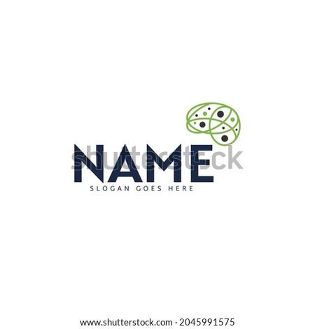 Technology logo with brain icon, IT logo blue and green