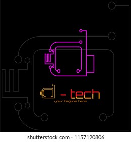 Technology logo, , circuit future technology vector illustration,vector logo industry,emblem or symbol,creative tech icon design.illustration element
