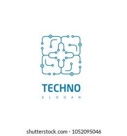 Technology Logo, Circuit Icon Design