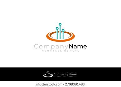 logotipo de tecnologia com linhas circulares e sofisticação