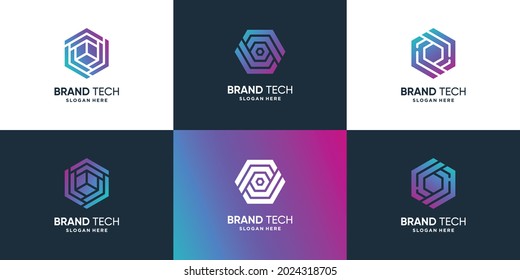 Technologie-Logo-Kollektion mit modernem Konzept Premium Vector
