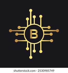 Tecnología Logo combinado con letra B Plantilla de Vector