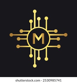 Tecnología Logo combinado con la letra M Plantilla de Vector