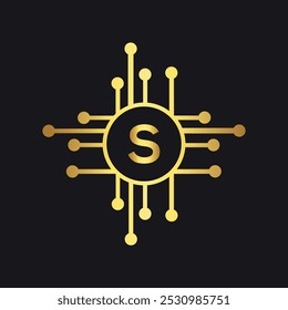 Tecnología Logo combinado con la letra S Vector Plantilla