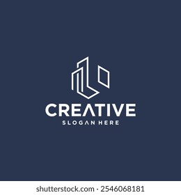 Logotipo tecnológico combinado com a letra L coleção vetorial da letra L