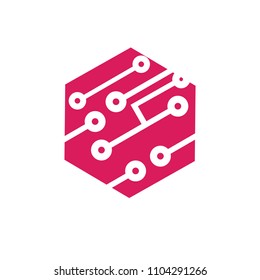 Technology logo, computer and data related business, hi-tech and innovative